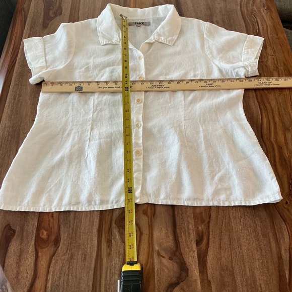 Flax Womens 100% Linen Short Sleeve Button Down Shirt White Size M Lithuania - Picture 5 of 8